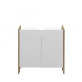 Bílá koupelnová skříňka s hnědým korpusem TemaHome Biarritz, výška 59,2 cm