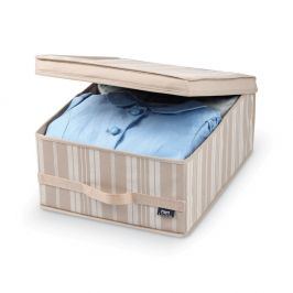 Béžový úložný box Domopak Stripes, délka 45 cm