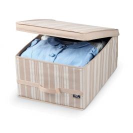 Béžový úložný box Domopak Stripes, délka 50 cm