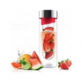 Skleněná láhev s infuserem ASOBU Flavour It red/silver 480ml